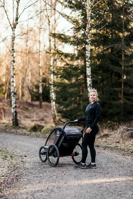 HAMAX Cocoon One - jednoosobowa przyczepka rowerowa z zestawem do biegania | Grey/Black