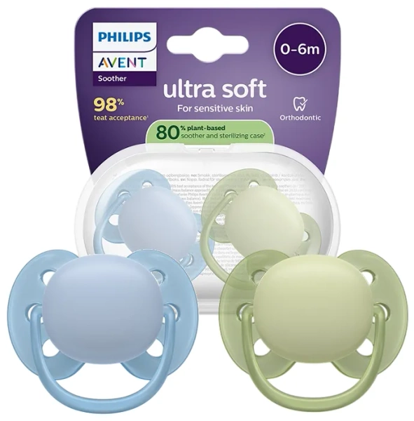 PHILIPS AVENT Ultra Soft - smoczek ortodontyczny 2 szt. | 0-6 m