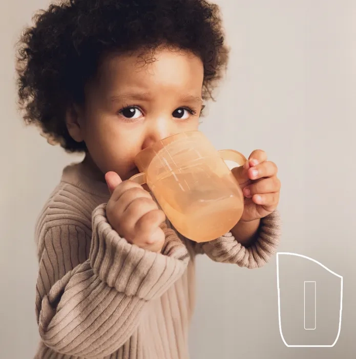 LOVI Genius - kubek treningowy z wkładką i uchwytami 150 ml | Nude