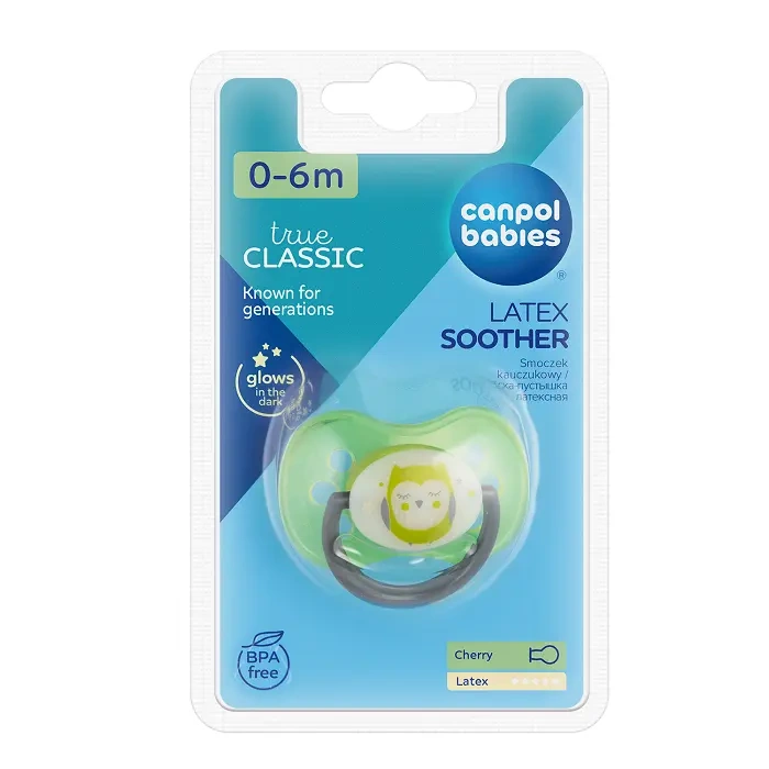 CANPOL BABIES - smoczek uspokajający kauczuk 0-6m okrągły | NIGHT DREAMS 1szt.