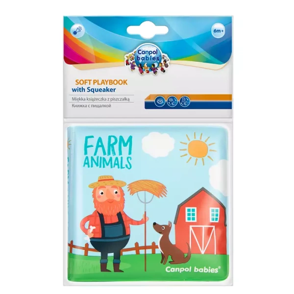 CANPOL BABIES - miękka książeczka edukacyjna z piszczkiem | KOLOROWA FARMA