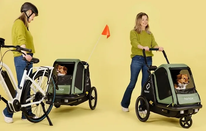 HAMAX Pluto M - przyczepka rowerowa dla psa do 35 kg | Green/Black