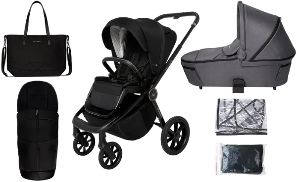 MUUVO Quick SE 2 - wózek wielofunkcyjny, zestaw 2w1 z gondolą Quick 3.0 | Chromium Black + Iron Graphite (+ ADAPTERY)