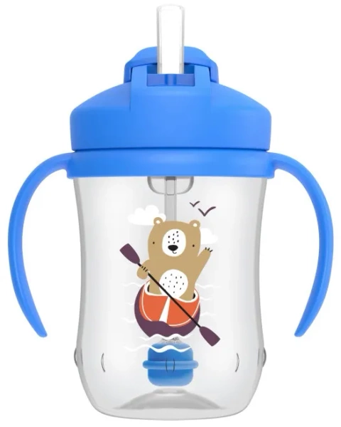 DR BROWN'S - kubek niekapek ze słomką 270 ml, 6 m+ | Niebieski Niedźwiedź