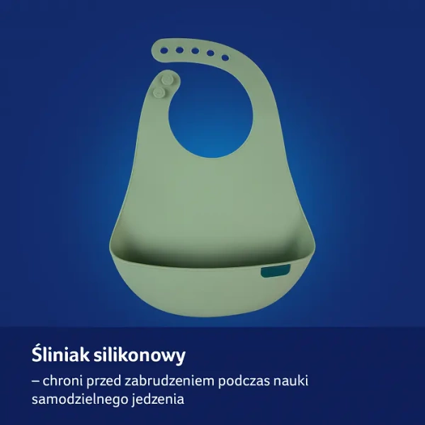 LOVI - śliniak silikonowy z kieszonką | PISTACHIO