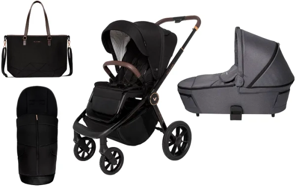 MUUVO Quick SE 2 - wózek wielofunkcyjny, zestaw 2w1 z gondolą Quick 3.0 | Sunset Black + Iron Graphite (+ ADAPTERY)