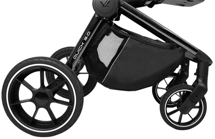 MUUVO Quick 3.0 Black Chrome - wózek wielofunkcyjny, zestaw 2w1 z gondolą XL | Pure Pink