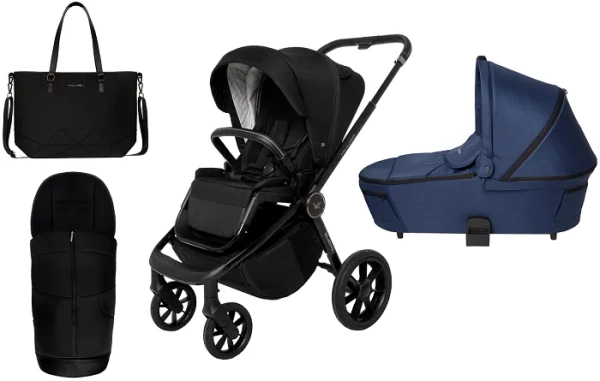 MUUVO Quick SE 2 - wózek wielofunkcyjny, zestaw 2w1 z gondolą Quick 3.0 | Chromium Black + Azure Blue
