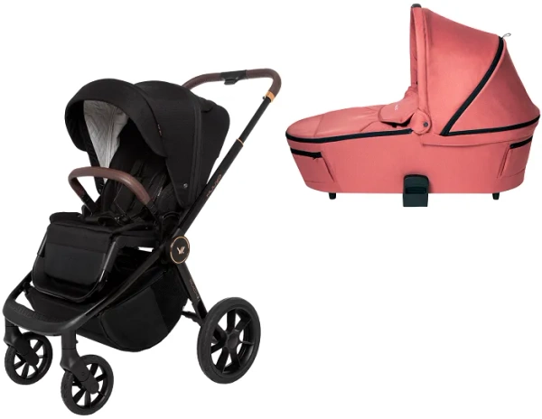 MUUVO Quick SE 2 - wózek wielofunkcyjny, zestaw 2w1 z gondolą Quick 3.0 | Sunset Black + Pure Pink (+ ADAPTERY)