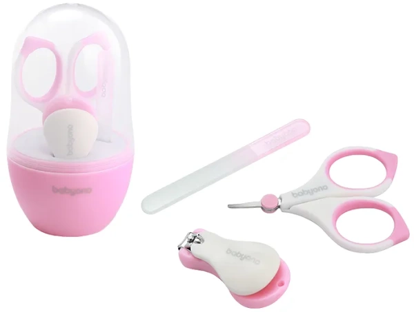 BABYONO - zestaw do pielęgnacji paznokci w etui dla niemowląt i dzieci | Różowy