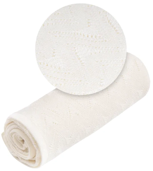 YOONCO Mgiełka - lekki kocyk bambusowy 80x100 cm | Ażur Kremowy