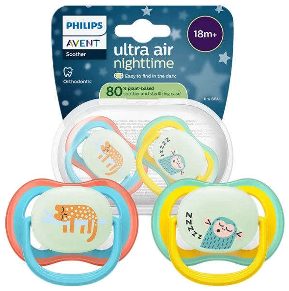 PHILIPS AVENT Ultra Air Nighttime - smoczek ortodontyczny 2 szt. | 18 m+
