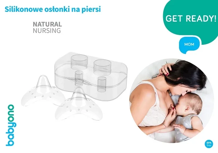 BABYONO Natural Nursing - silikonowe osłonki na piersi w etui | M