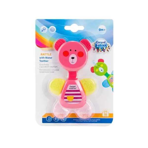 CANPOL BABIES - grzechotka z gryzakiem wodnym | MIŚ różowy