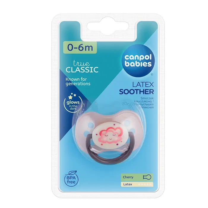 CANPOL BABIES - smoczek uspokajający kauczuk 0-6m okrągły | NIGHT DREAMS 1szt.