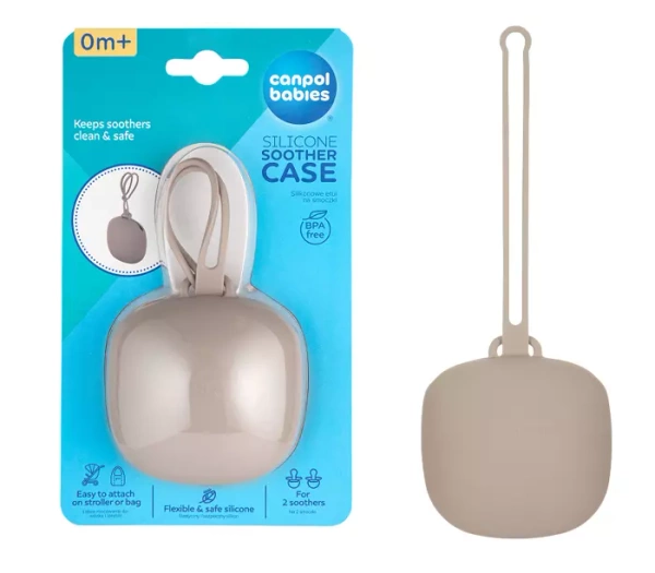CANPOL BABIES - silikonowe etui na smoczki | beżowe