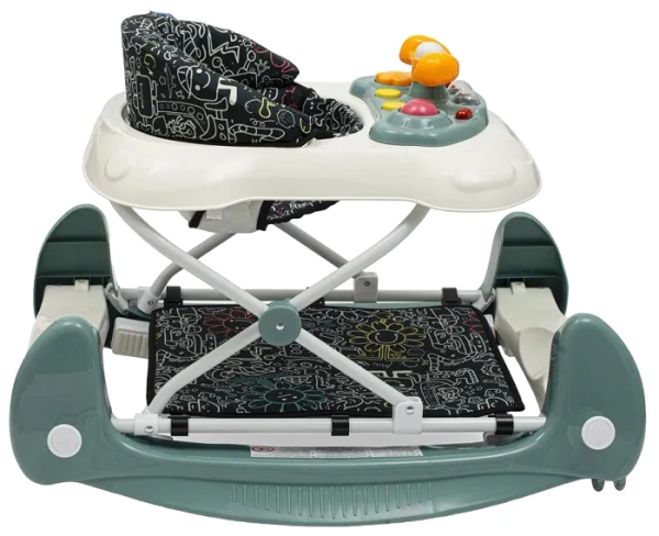 BABY MIX - chodzik 2w1 z bujakiem, kierownicą i silikonowymi kółkami | Zielony