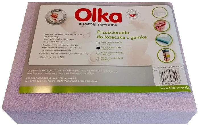 OLKA - prześcieradło frotte do łóżeczka 140 x 70 cm