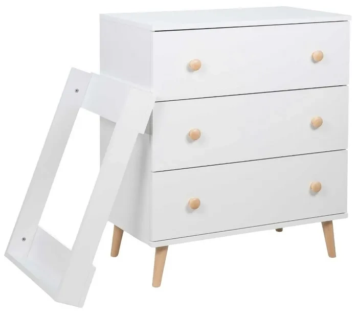 YOONCO - łóżeczko drewniane Iwi + komoda z przewijakiem | Białe-Buk