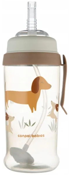 CANPOL BABIES - bidon niekapek z rurką i odważnikiem 350 ml | Pieski