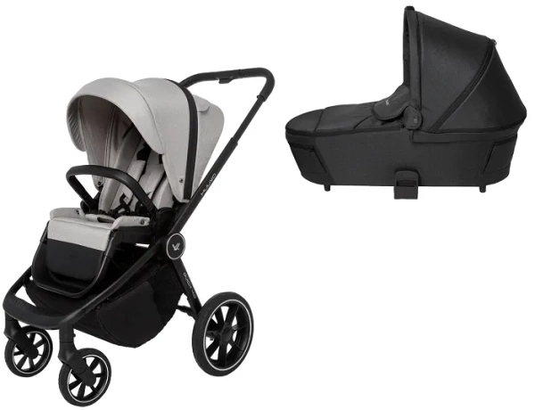 MUUVO Quick 4.0 - wózek wielofunkcyjny, zestaw 2w1 z gondolą 3.0 | Steel Grey + Jet Black