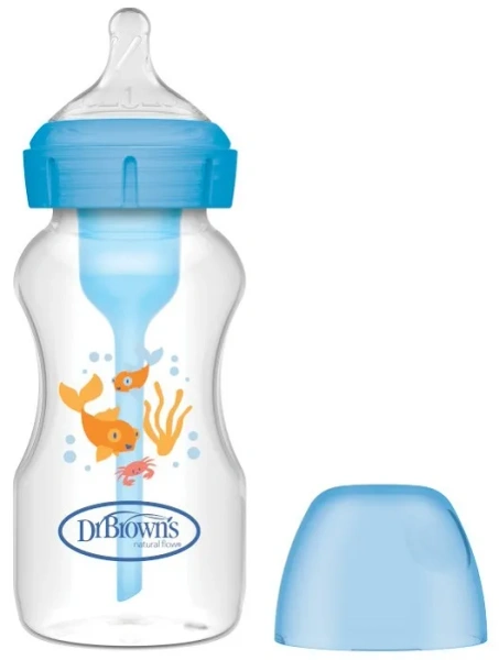 DR BROWN'S Options+ - antykolkowa, szeroka butelka 270 ml (0 m+) | Niebieska - morze