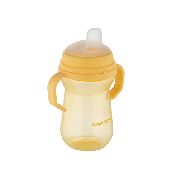 CANPOL BABIES - kubek z silikonowym ustnikiem FirstCup 250ml | żółty