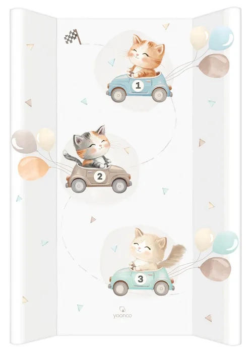 YOONCO - łóżeczko Iwi + komoda + przewijak miękki Kotek | Beż-Buk