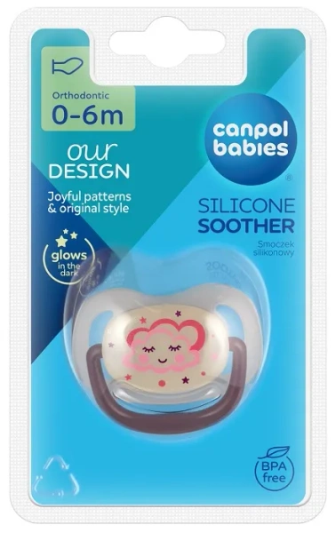 CANPOL BABIES Night Dreams - smoczek uspokajający silikon 0-6 m anatomiczny | różowy