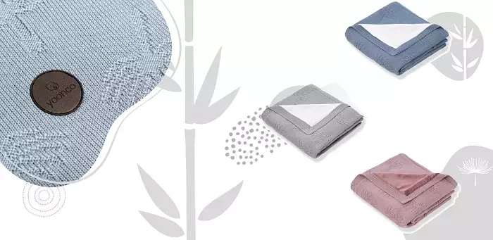 YOONCO Duo Dmuchawce - dwustronny kocyk bambusowy z minky 80x100 cm | Szaro-biały