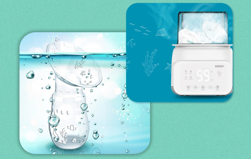 NENO Leite/Bottle 300 - kolektor na mleko MAGICZNA BUTELKA + butelka do karmienia i nauki picia ze smoczkiem 300 ml