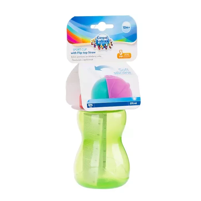 CANPOL BABIES - bidon ze składaną rurką silikonową 270ml | Zielony