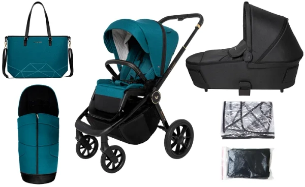 MUUVO Quick SE 2 - wózek wielofunkcyjny, zestaw 2w1 z gondolą Quick 3.0 | Paradise Gold + Jet Black