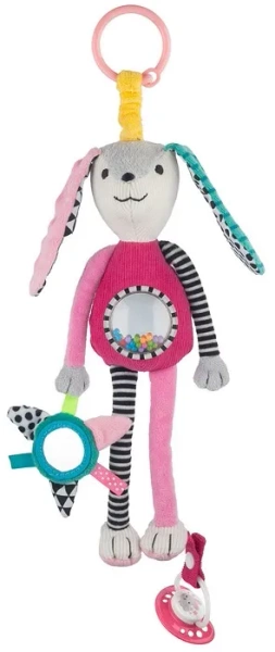 CANPOL BABIES - pluszowa zabawka z grzechotką i lusterkiem | Różowa