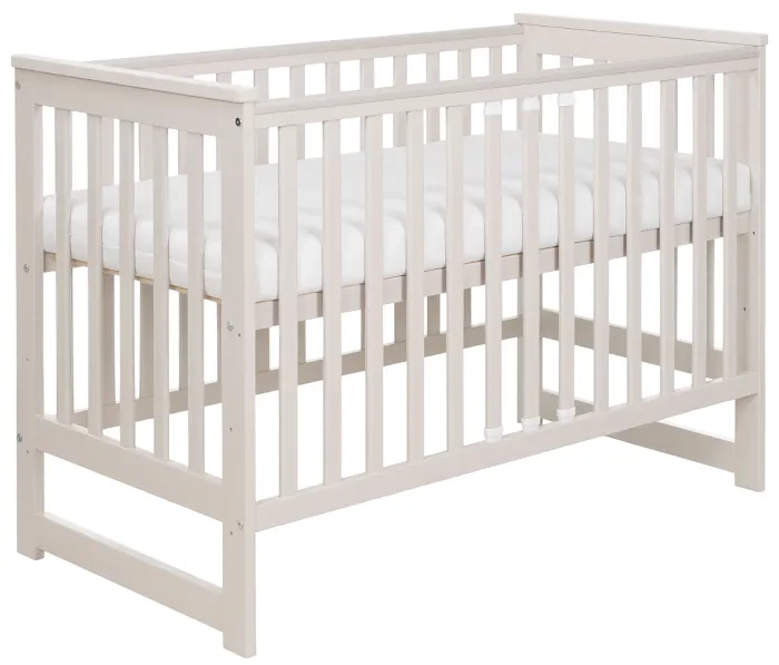 YOONCO - łóżeczko drewniane Iwi z barierką + materac Nature | Beżowe