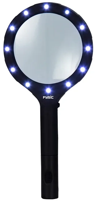 FYSIC FL-14 - lupa z oświetleniem LED, szkło powiększające 2,5x | Czarna
