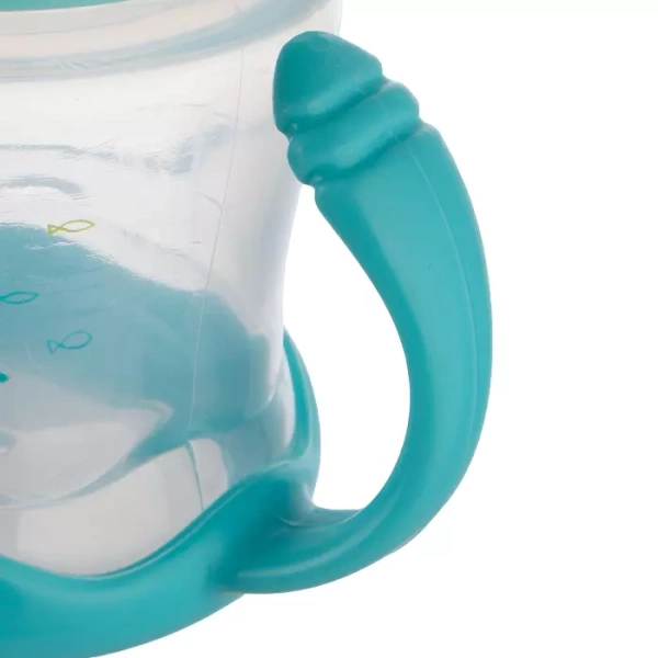 CANPOL BABIES - kubek niekapek ustnik silikonowy 180 ml | LOVE & SEA niebieski