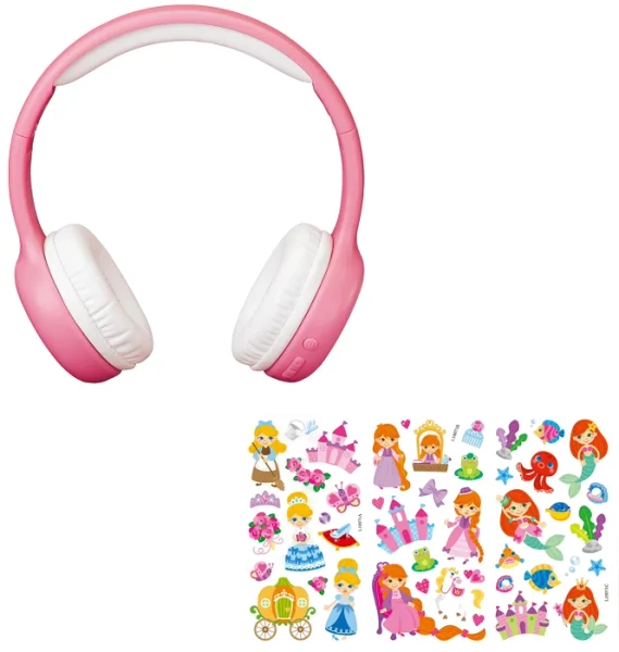 LENCO HPB-110PK - bezprzewodowe słuchawki Bluetooth z naklejkami dla dzieci  | Różowe