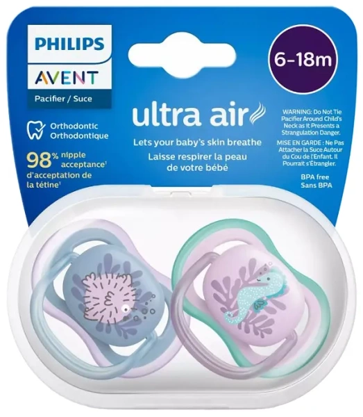 PHILIPS AVENT Ultra Air - smoczek ortodontyczny 2 szt. | 6-18 m
