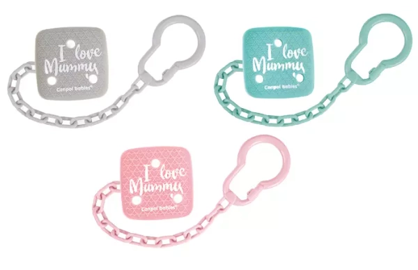 CANPOL BABIES - łańcuszek do smoczka uspokajającego I LOVE MUMMY | różowy