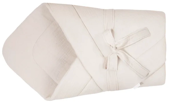 YOONCO - muślinowy rożek niemowlęcy z kokardą 75x75 cm | Krem