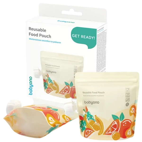 BABYONO - wielorazowe saszetki na mus, kaszkę, deserek | 5 szt.