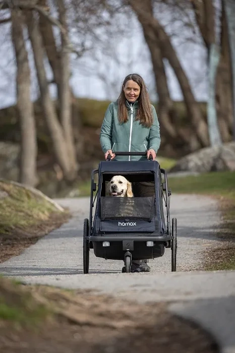 HAMAX Pluto L - przyczepka rowerowa dla psa do 45 kg | Blue/Black