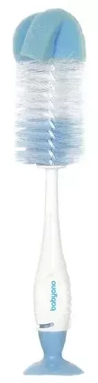 BABYONO - szczotka do butelek i smoczków z przyssawką + mini szczoteczka | niebieska