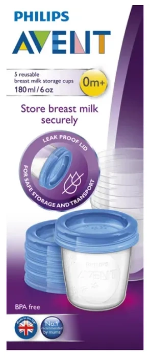 PHILIPS AVENT - pojemniki do przechowywania pokarmu 180 ml | 5 sztuk