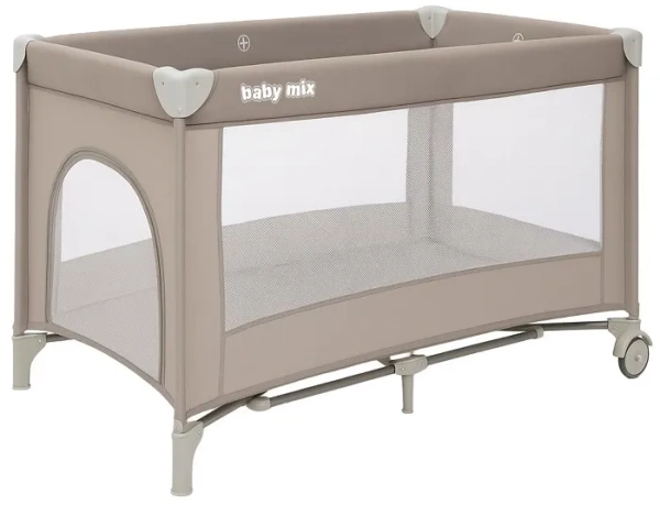 BABY MIX Simple - łóżeczko turystyczne 1-poziomowe | Beżowe