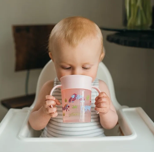 DR BROWN'S Cheers 360° - kubek "picie jak ze szklanki" 200 ml, 6 m+ | Różowy