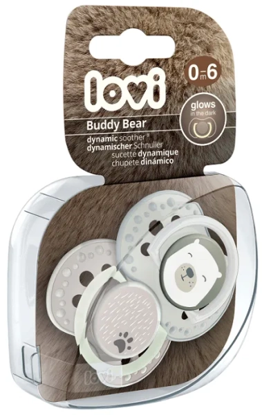 LOVI - 2 x smoczek silikonowy dynamiczny 0-6 m | Buddy Bear