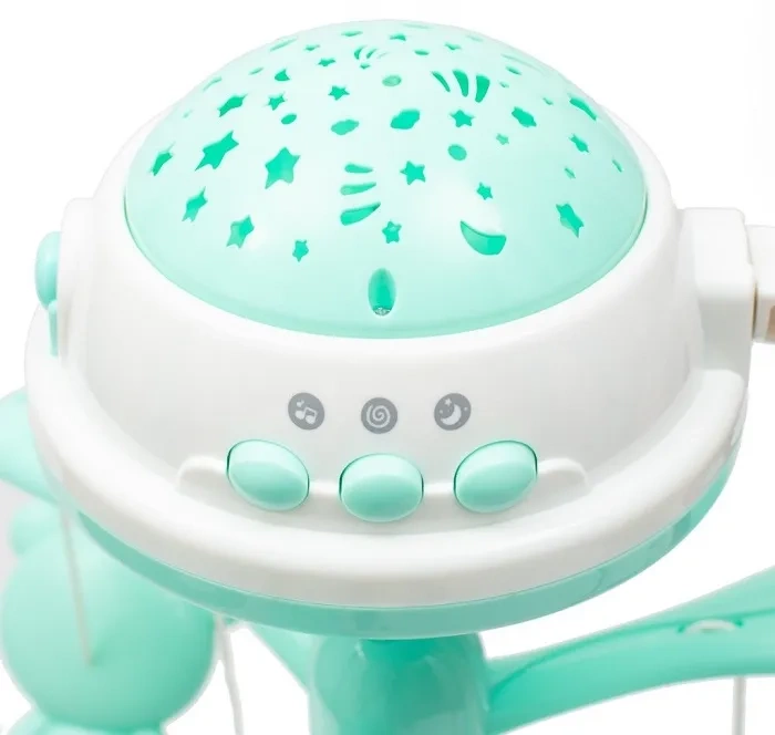 BABY MIX - karuzela do łóżeczka z projektorem i pozytywką | Miętowa