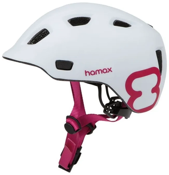 HAMAX Thundercap - rowerowy kask dziecięcy, obwód głowy 47-52 cm | White/Pink